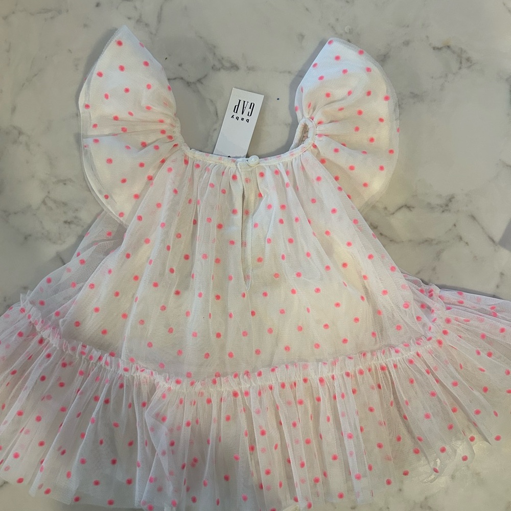 GAP Kids White and Pink Polka Dot Dress